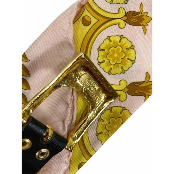 90-s Vintage Gianni Versace Atelier Barocco Scarf Silk with Bondage Belt Buckle main image 6